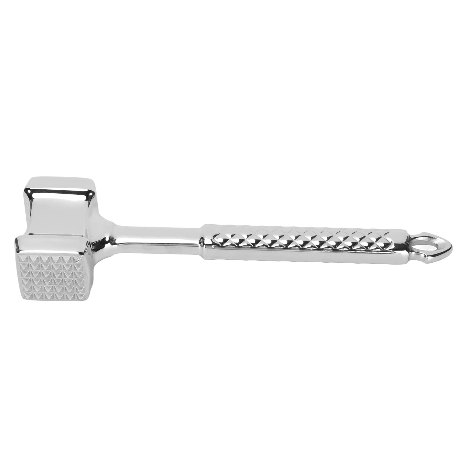 Steakhammer aus Edelstahl, Fleischklopfer mit doppelseitigem Kopf und ergonomischem Griff, 36‑punktige strukturierte Oberfläche für gleichmäßiges Flachklopfen des Fleisches,