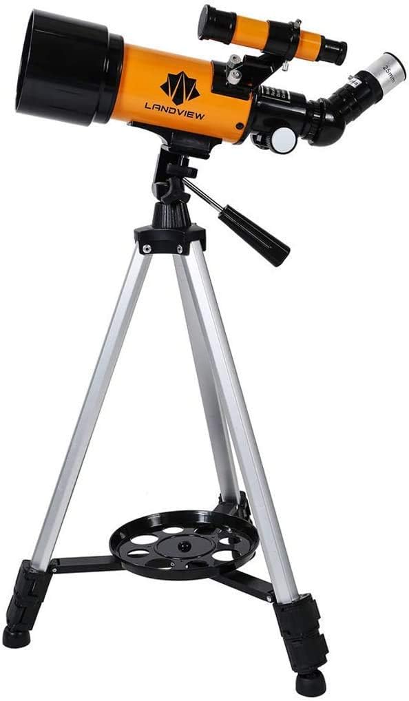 Professional Kids & Adults Portable Travel Telescope 70mm Refractor Telescope with Tripod & Finder Scope Backpack and Moon Filter 70mm Aperture 3X Barlow Lens Orange