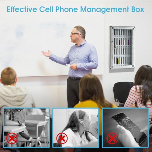 ZORVIDSON 36 Slots Handy-Aufbewahrungsschrank, tragbare Handyaufbewahrungsbox mit Griff, Handy-Schließfach zur Wandmontage für Klassenzimmer (36 Slots)