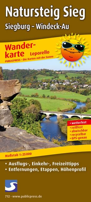 Natursteig Sieg, Siegburg - Windeck-Au: Leporello Wanderkarte mit Ausflugszielen, Einkehr- & Freizeittipps, wetterfest, reißfest, abwischbar, GPS-genau. 1:25000 (Leporello Wanderkarte: LEP-WK)