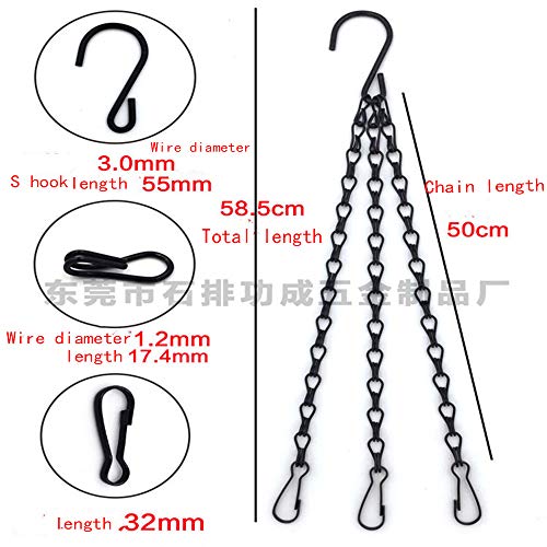6 Pcs Hanging Chain, Heavy Duty 23 Inch Hanging Flower Basket Galvanized Replacement Chain -3 Point Garden Plant Hanger For Outdoor Or #TOP1