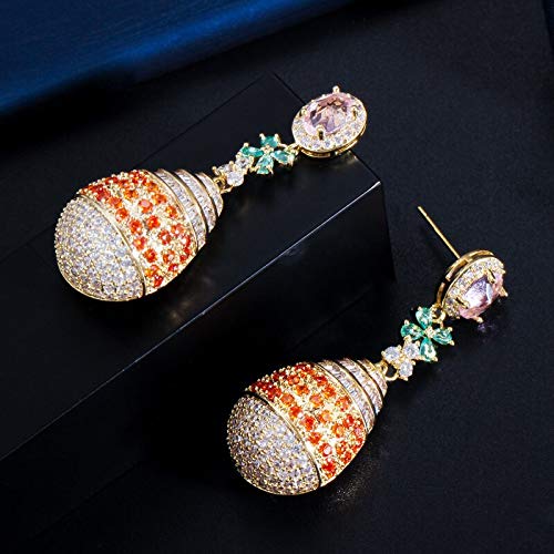 Boucles d'oreilles à feuilles longues en pierre ronde cadeau mariage