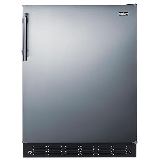 Summit FF708BLSSADA 24” Wide ADA Under Counter Refrigerator 5.1 cu.ft. Made in Europe with Automatic Defrost Operation, Reversible Stainless-Steel Door, Deluxe black interior (ADA Right Hand Door)