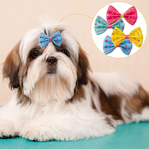 Oiiki 5 Pcs Rhinestone Dog Clips For Hair+ 10 Pcs Dog Hair Bowknot Elastic Bands, Cats Dog Pets Hair Decorative Grooming Accessories, Hair Barrettes In Star Bone Heart Flower Big Bone Shapes #TOP5