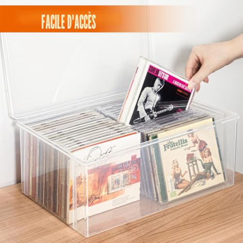 tutata Boîte de rangement pour CD, empilable, organiseur de CD en plastique transparent – vue 4