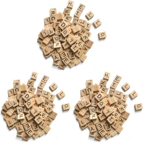 Image of 500 Wood Letter Tiles,Scrabble Letters for Crafts - DIY Wood Gift Decoration - Making Alphabet Coasters and Scrabble Crossword Game (Pack of 3)