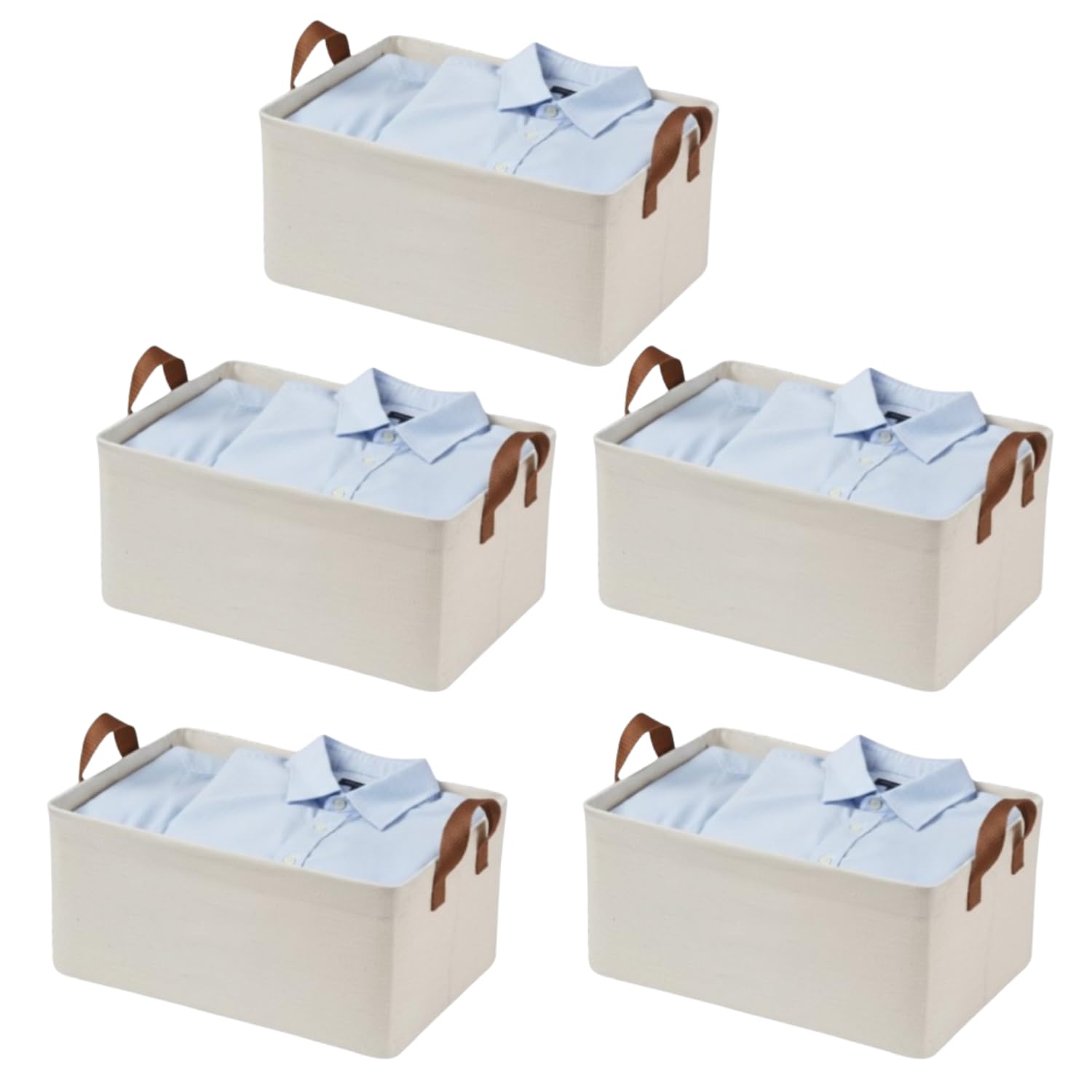 RENVA 5 PCS Closet Organizers and Storage Bins Foldable Metal Frame Storage Box with Zippers & Clear Window for Organizing Clothing. (Windsor, 5)