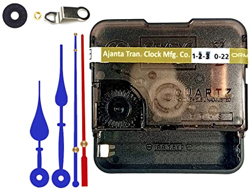 Image of Ajanja Mfg. Quartz Machine for Big Size Wall Clock,Battery Operated,Clock Movement Machine with Needles and Hook 12 MM (100% Made in India) (Blue,Red1)