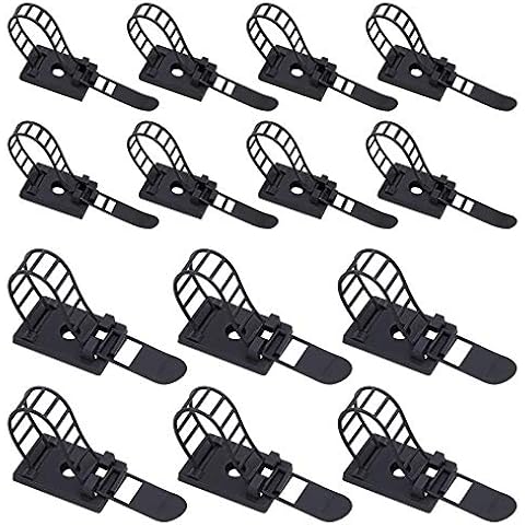 Rustark 50Pcs 2 Sizes Adjustable Self-Adhesive Nylon Cable Straps Cable Ties Cord Clamp for wire management, Large and Small Cover