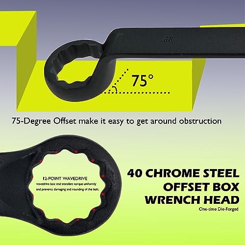 WEDO 75-Degree Deep Offset Double Box End Wrench,Black-spray on surface, 21x23mm, Length 320mm,One-time Die-forged, Wear Resistance, High Strength, 40CR, DIN Standard by WEDO - Image 3