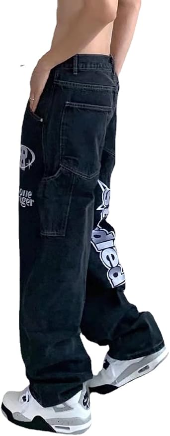 American Vintage Denim Pants ins Trendy European and American Hiphop Fried Street Jeans Mens Wide Leg Pants