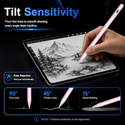 Image of HATOKU Stylus Pen for Apple iPad 2018-2026 for Note-Taking Drawing Pink
