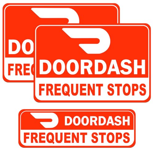 Image of NIMONA Delivery Driver Magnets for Car - 3-Pack Caution Frequent Stops Removable Set - Reflective Delivery Magnetic Car Door and Bumper Sign - Weather-Resistant 11.8 x 8 inch (Red-White 3 pack)
