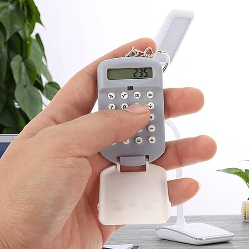 Miniatura 4 de NUOBESTY 2 mini llaveros de calculadora electrónica, calculadora giratoria de 8 dígitos con llavero, calculadora portátil colgante para el hogar, la