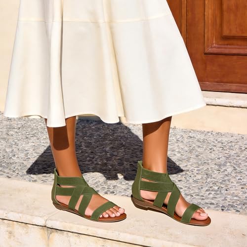 Image of DREAM PAIRS Women's Elastic Ankle Strap Sandals Gladiator Strappy Low Wedges Sandals