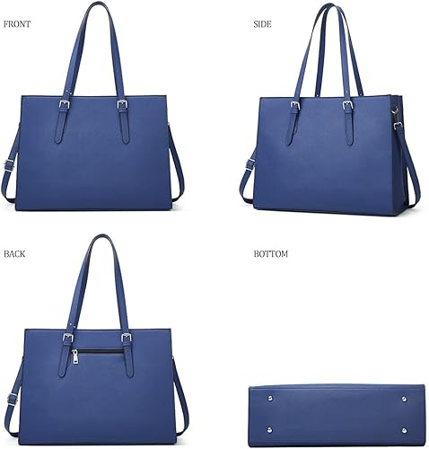 Miniatura 4 de Bolsa para laptop de 15.6 pulgadas para mujer, bolsa de mano de cuero con clase, maletín para computadora para el trabajo, bolso impermeable, juego