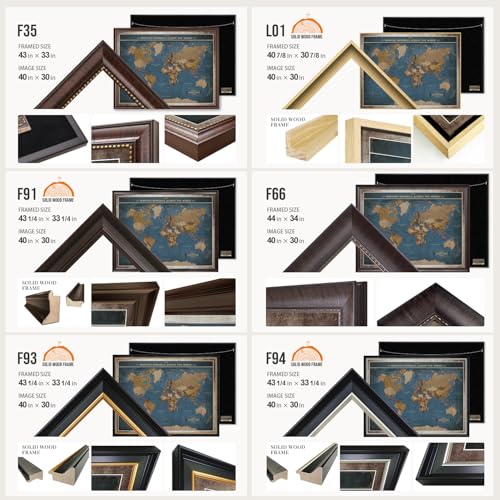Image of DECORARTS - Oversized Personalized World Travel Map with Pins, Custom Name, Pin Board Canvas Wall Art, Navy Blue World Decor, Optional Wood Frame, Giclee Print, Handcrafted in USA, 40x30''