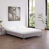 IDIMEX Lit futon Double pour Adulte Nizza Couchage 140 x 190 cm 2 Places / 2 Personnes, avec sommier et Pieds en métal chromé, revêtement en Tissu Gris