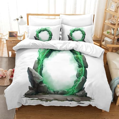 Housse de couette fermeture éclair effet 3D parure de lit microfibre 260x220