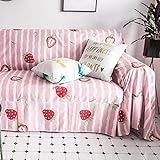LightInTheBox Ins-Style Couch Cover Strawberry Striped Pattern Sofa Blanket Dustproof Washable Full