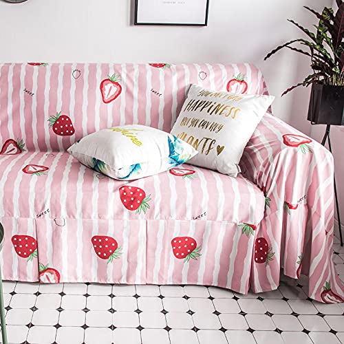 Lightinthebox Ins-Style Couch Cover Strawberry Striped Pattern Sofa Blanket Dustproof Washable Full Cover Cloth Furniture Protector Slipcovers Home Decor (70'' To 95'') #TOP14