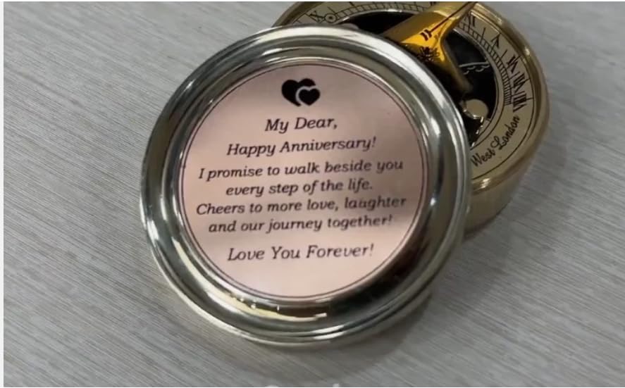 Brújula de Sol Personalizada en Latón Grabada 'My Dear' miniatura 5