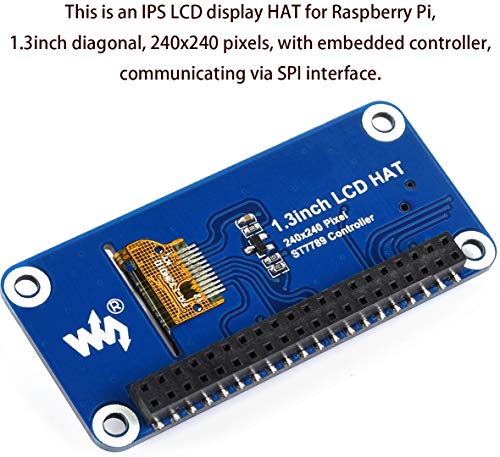 Image of waveshare 1.3inch LCD Display HAT for Raspberry Pi 4B /3B+ /3B /2B /Zero /Zero W /Zero WH, IPS Screen 240x240 Pixels RGB, 65K Display Color with Embedded Controller Communicating via SPI Interface
