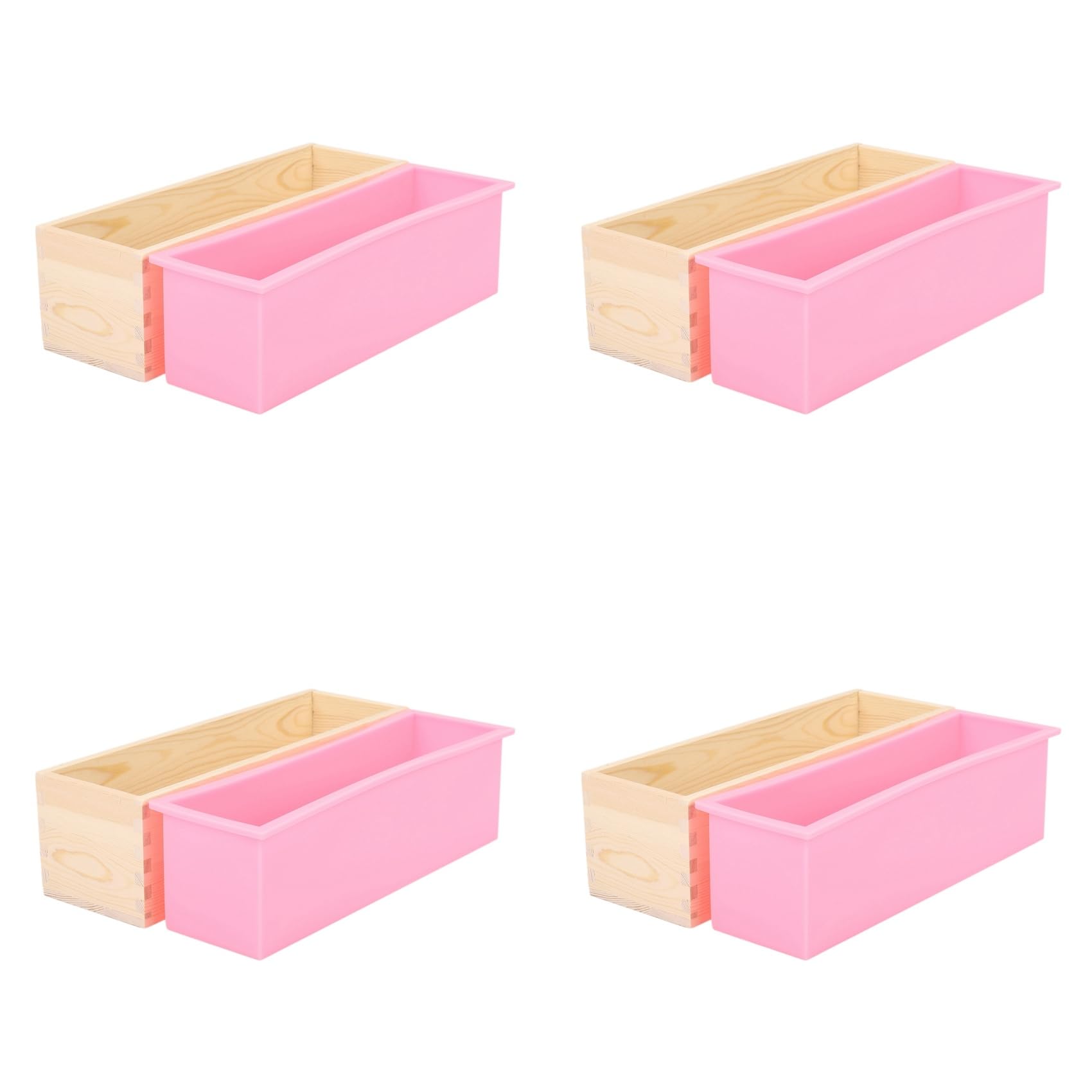 Boîte de moule pain rectangulaire en bois robuste avec insert silicone durable pour savon DIY