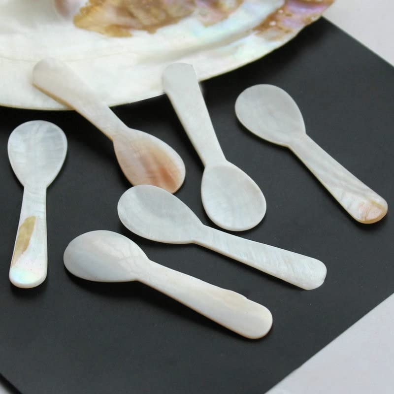 Cucharas de Helado de 4 Uds., Cuchara de Concha de caracola Natural, Cuchara de café, Cuchara de Conchas Marinas, Cuchara de Caviar