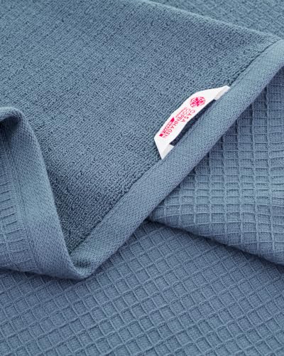 Image of Casa Copenhagen, Egyptian Cotton - Waffle Terry Towel 4 Piece 100% Cotton Large Bath Towel Set - Dusty Blue