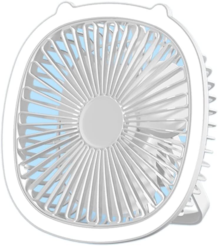KolorFish 3 Speeds USB Rechargeable Mini Fan with LED Light Desktop Table USB Ceiling Fan Gazebo Fan (White)-picture-34