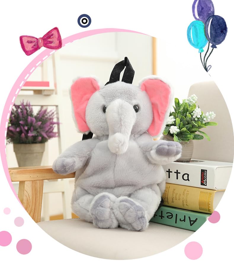 Image of Women Animal Teddy Bear Plush Backpack with Adjustable Straps (Elephant)