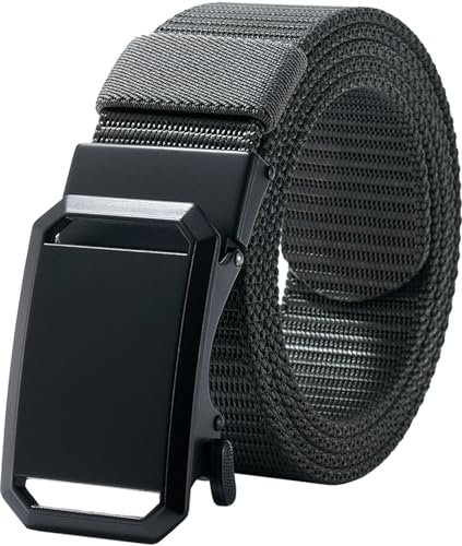 Image of LionVII Men's Belt,Ratchet Belt for Men Casual, Nylon Jeans Belt with Click Buckle, Breathable Fabric Waist Strap Easy Adjustable Trim to Fit 28-49 inch Waist
