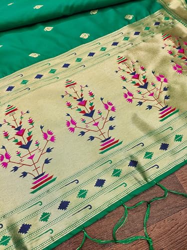 Image of DEVANGI Women's Woven Paithani Banarasi Silk Dupatta /Chunni For Women, Floral Print 1 Meter Wide and 2.3 Meter Length Printed Designer Dupatta /Chunni For Girls
