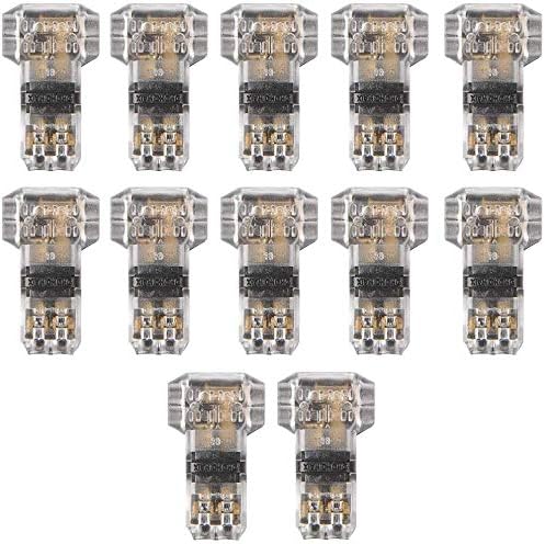 TANCUDER 12 Pcs Wire Connectors 3 Way Cable Connectors 12V Low Voltage Electrical T Tap Splice Wire Connectors 2 Pin Universal Butt Splice No Wire Stripping Reqired for 20-22 AWG Electrical Wire