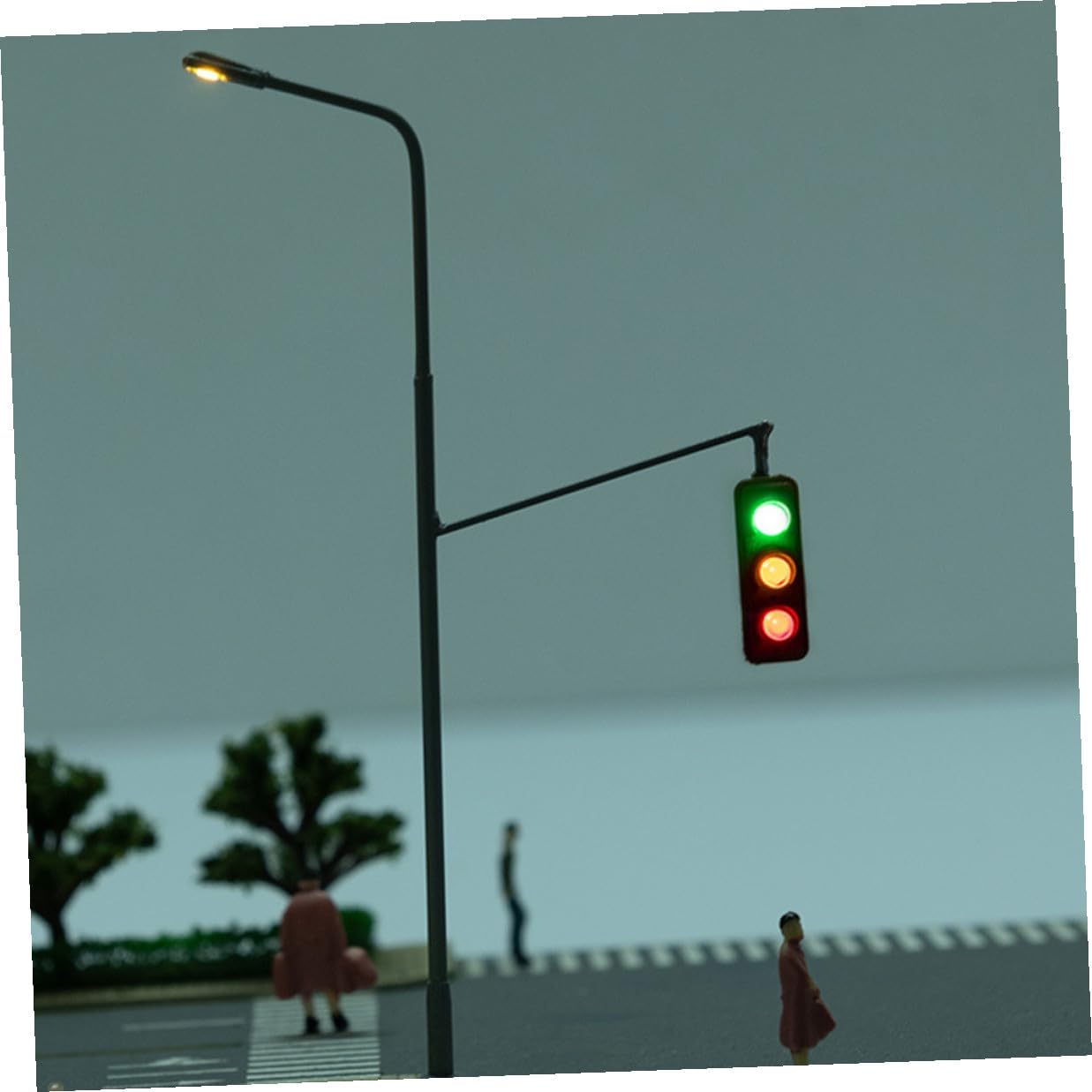 SEWACC Miniature Train Signal Light Model for Sand Table DIY Micro Landscaping Lamp Decor with White Light for Model Railroad Accessories and Scene Decoration