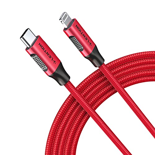 LENTION USB C to Lightning iPhone Cable MFi Certified Type C Fast Charging Cord 6.6ft, Nylon Braided Charger Cable Compatible iPhone 13/12/11/Mini/Pro/Max/X/XS/XR/8/SE,iPad Air/Pro/mini (Red)