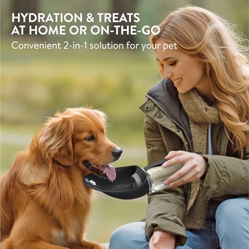 Healthy Hounds Portable Dog Water Bottle for Walking, Travel | 600ml (20.3oz) Leak-Proof Pet Water Dispenser | Black Dog Travel Accessories & Essentials - Image 2