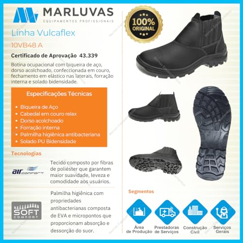 Botina Segurança Elastico Bota Bico Aço Marluvas Vulcaflex (44)