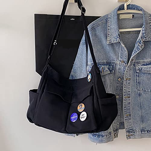 AIZHIYI Bolsa mensageiro de lona de grande capacidade bolsas de ombro vintage vários bolsos bolsa ti