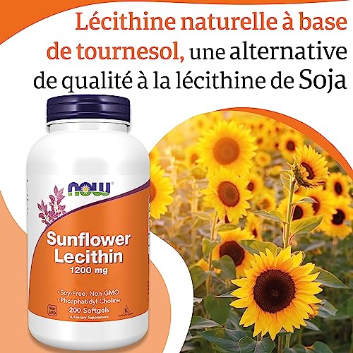 Now Foods, Sunflower Lecithin (Lécithine de Tournesol), 1.200 mg, 200 Capsules molles, Testé en Laboratoire, Sans Gluten, Sans Soja – Image 4