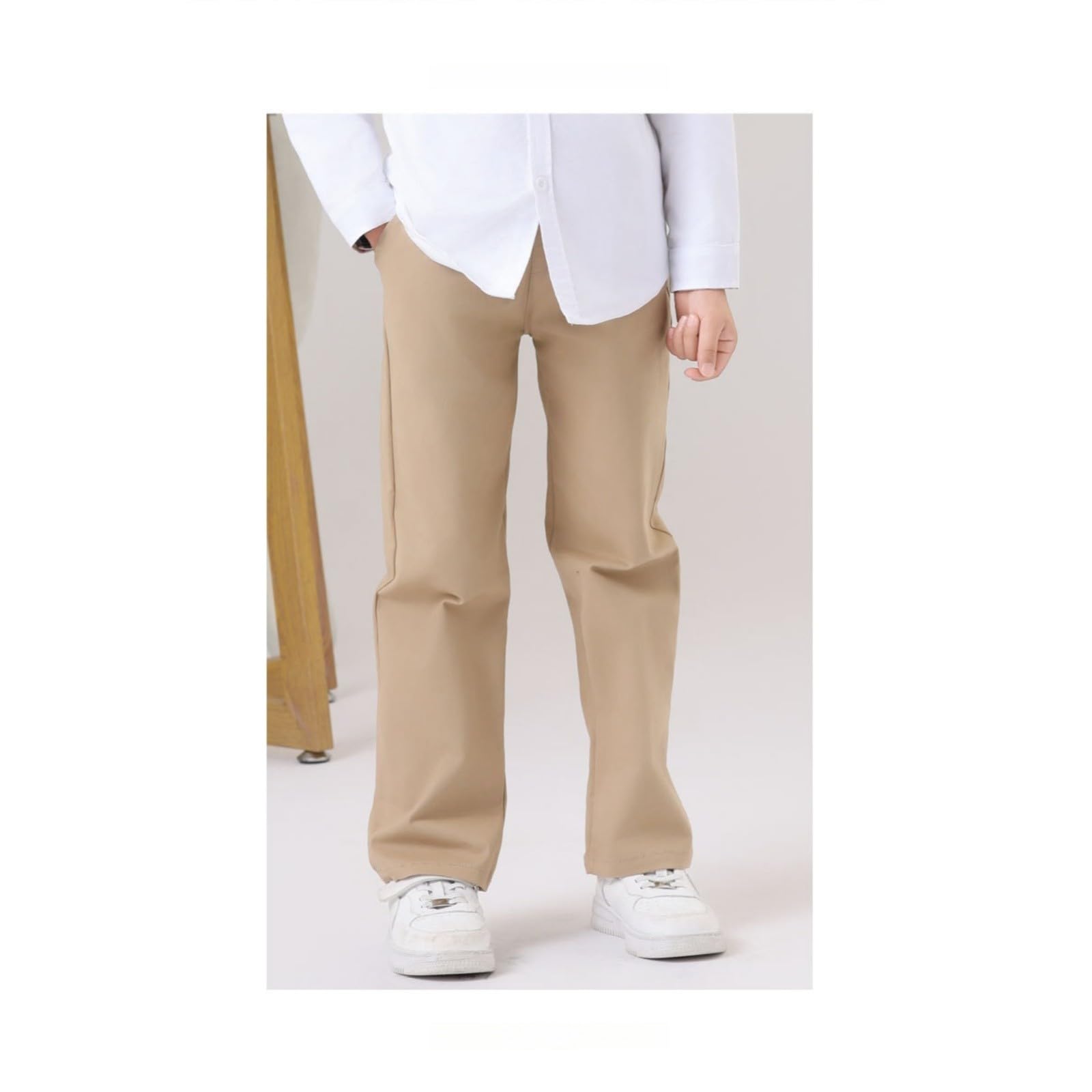 WINWUQB - Pantaloni da scuola per ragazzi, gamba dritta, pantaloni chino
