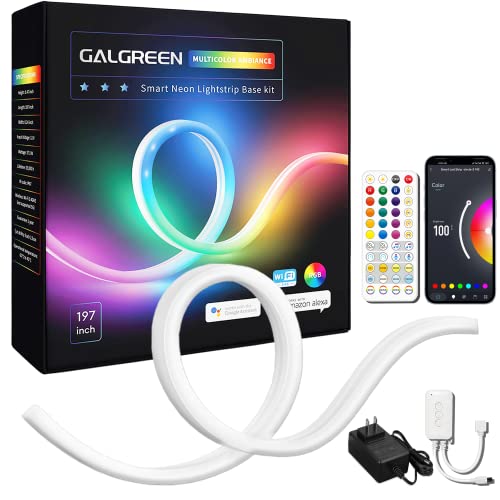 Image of 16.4ft WiFi RGB Rope Lights with Music Sync, Waterproof Flexible Dimmable Smart LED Strip Lights for Bedroom with Remote and Adapter, Compatible with Alexa, Indoor Outdoor Decor