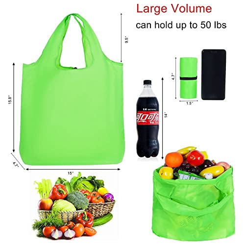 8 Pack Grocery Bags Reusable Foldable Shopping Bags X-Large 50Lbs Groceries Bags Ripstop Machine Washable Sturdy Lightweight Polyester Fabric, Blue,Red,Yellow #TOP1