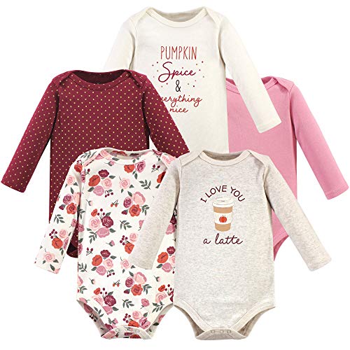 Image of Hudson Baby baby-girls Cotton Long-sleeve Bodysuits 5-pack