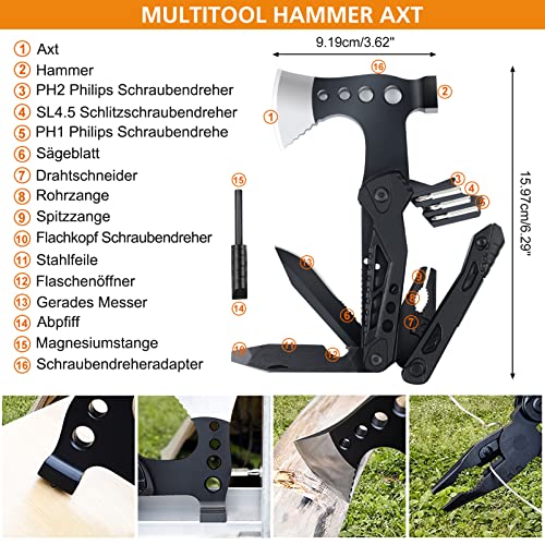 Kit de Supervivencia de Emergencia al Aire Libre con botiquín de Primeros Auxilios, WayinTop Equipo de Supervivencia con Hacha Multi-Herramienta, Pala Plegable, brújula Manta de Rescate (Negro) - imagen 2