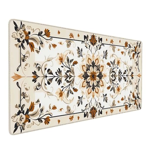 Tapis de souris XXL beige imperméable sous main bureau 80x30cm pour PC portable et gamer