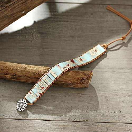 Plumiss Fashion Agalmatolite Beaded Wrap Leather Bracelet Jewelry #TOP2