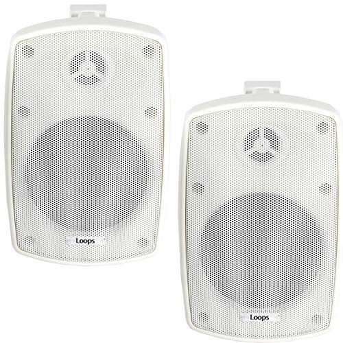 2x 4 60W White Outdoor Rated Speakers 8 OHM Weatherproof Wall Mounted HiFi