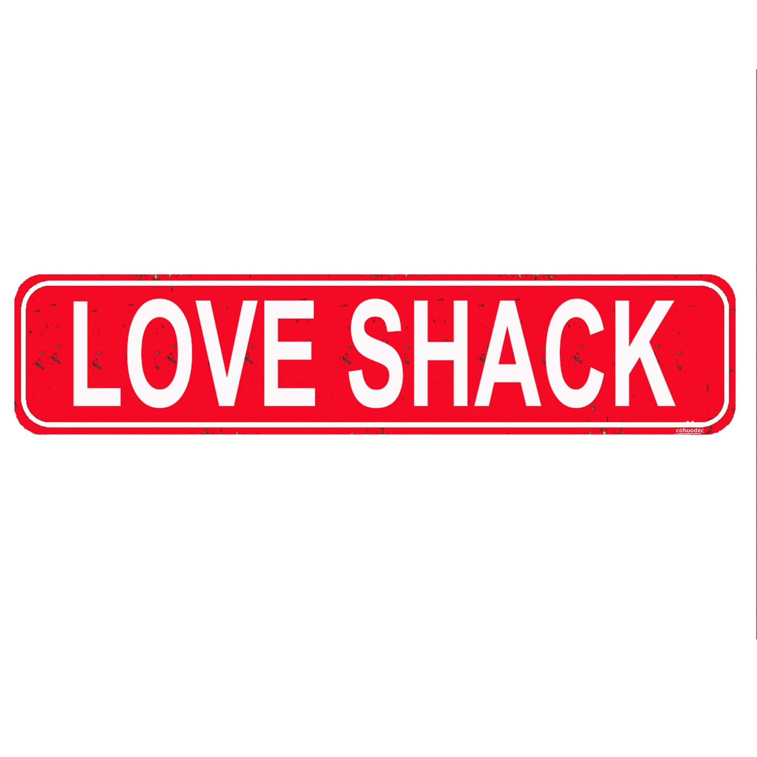 Love Shack Decor - House Man Cave Street Sign for Door Name Plate Plaque Home Patio Garden Bar Farm House Garage Wall Decor Metal Tin Sign Red 4x16 Inch